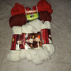 Mixed Lot Of 6 Aunt Lydia's Rug, Craft & Hand Knitting Yarn Red Rust White